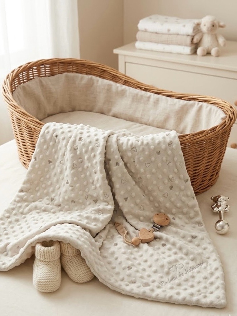 3/25$ Clément Baby Blanket – Reversible Minky Dot (38" x 29")